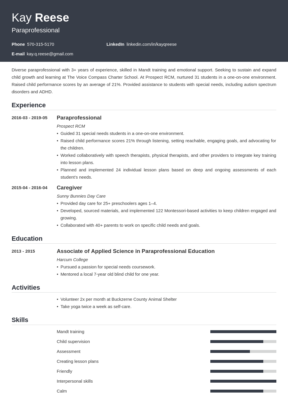 paraprofessional resume example template influx