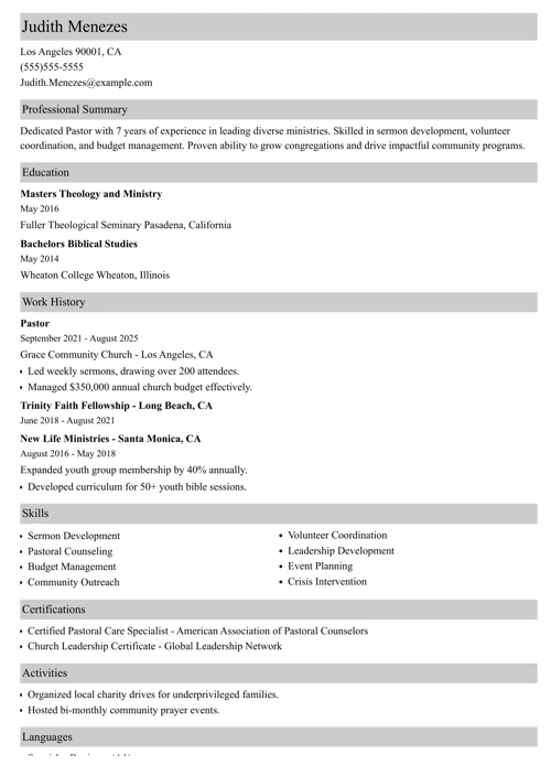 sample resume example