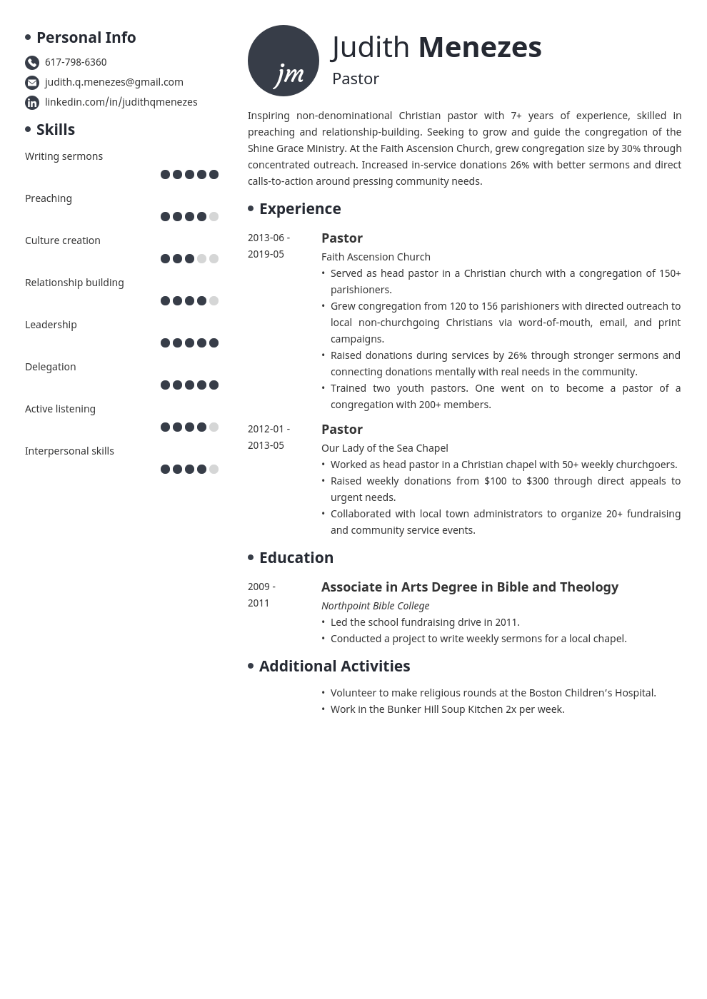 Pastor Resume Examples at getsaulblog Blog