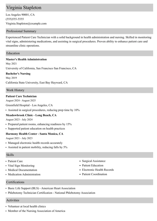 sample resume example