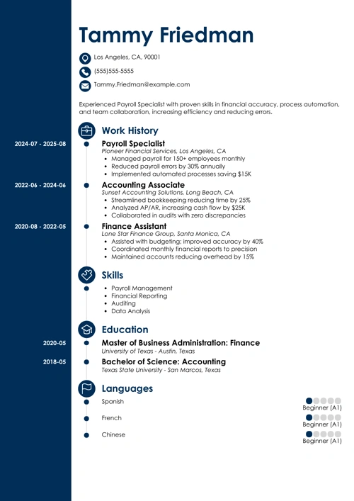 payroll specialist resume example