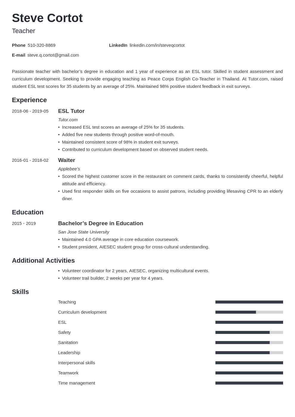 peace corps resume example template minimo