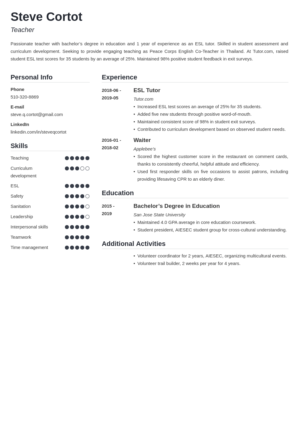 peace corps resume example template simple