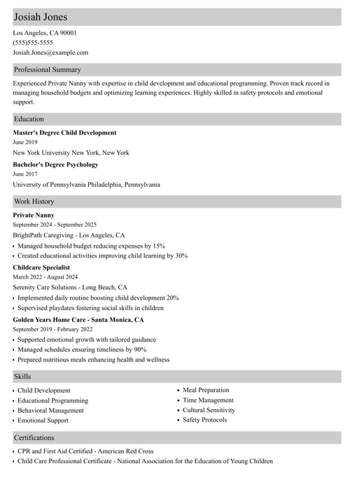 sample resume example