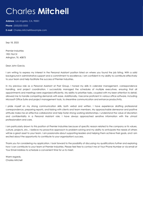 sample cover letter example