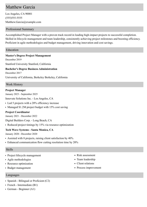 sample resume example