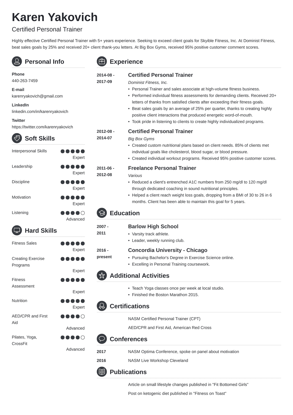 Personal Trainer Cv Template from cdn-images.zety.com