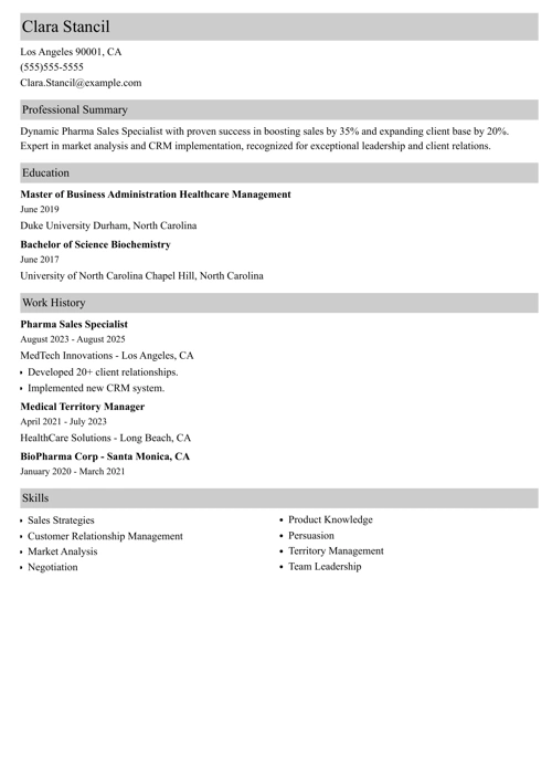 sample resume example