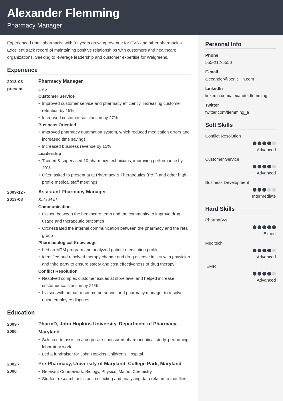 pharmacist resume example template cubic