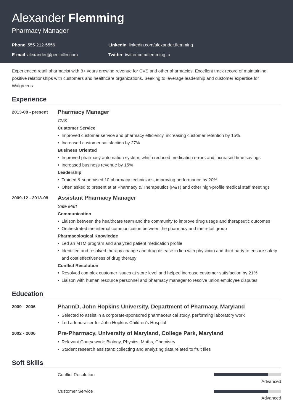 pharmacist resume example template influx