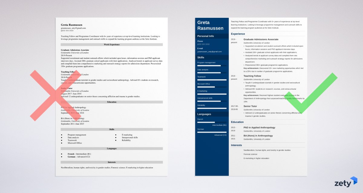 PhD CV Example For Industry Non Academic Jobs