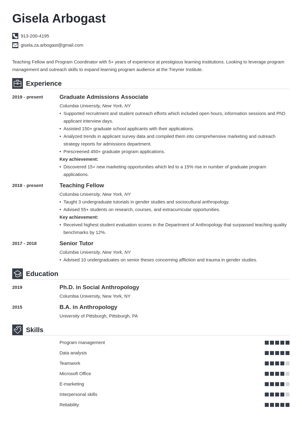 phd resume example template iconic