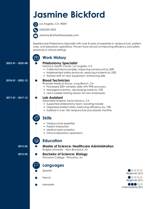 phlebotomist resume example
