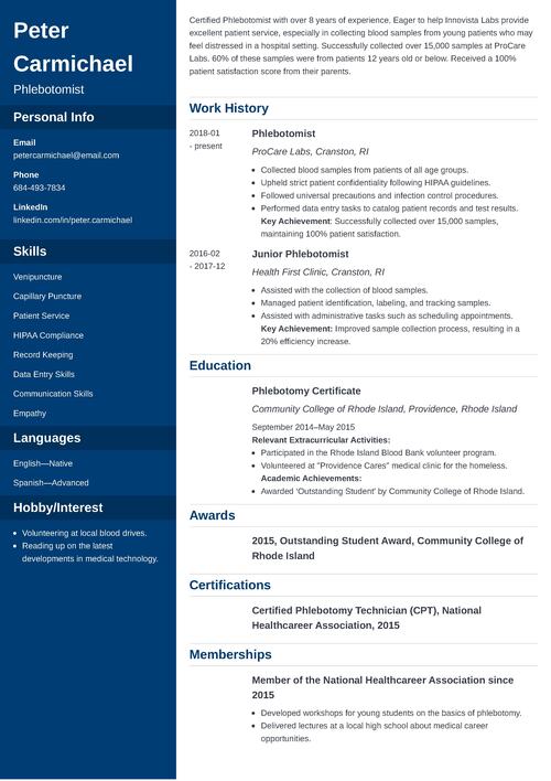 Phlebotomist Resume Example