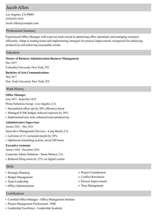sample resume example