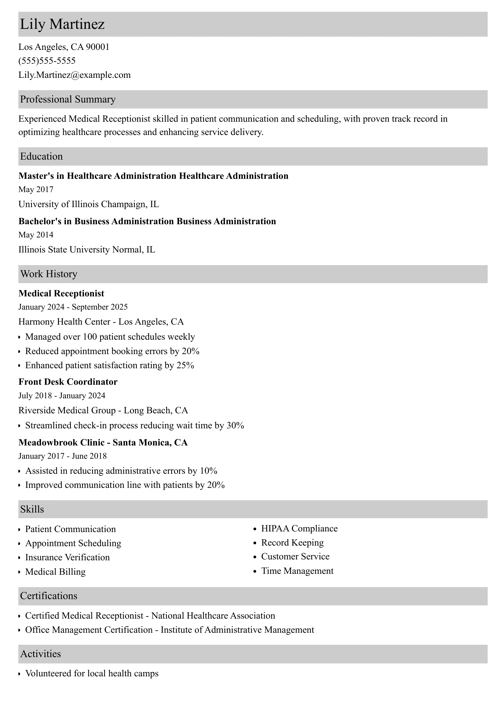 sample resume example