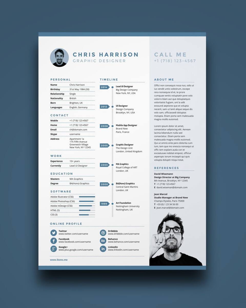 graphic design resume template photoshop