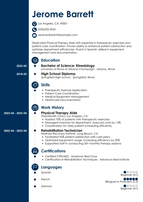 physical therapy aide resume example