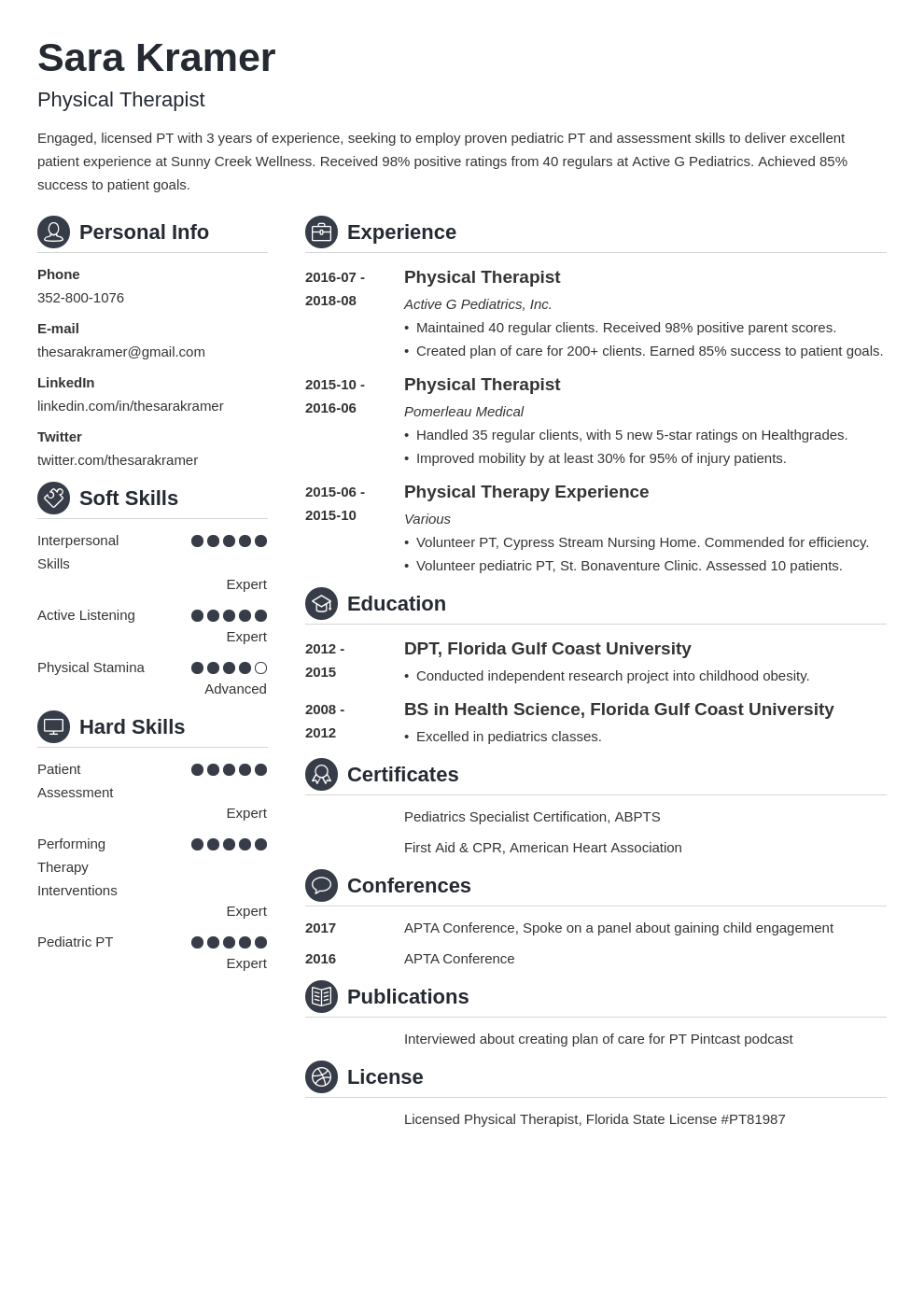 physical therapy resume example template crisp