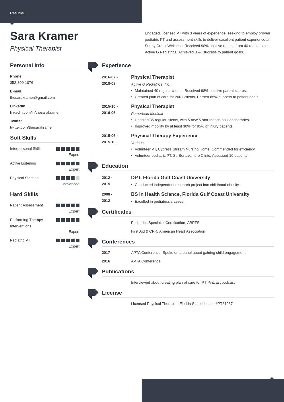 physical therapy resume example template modern
