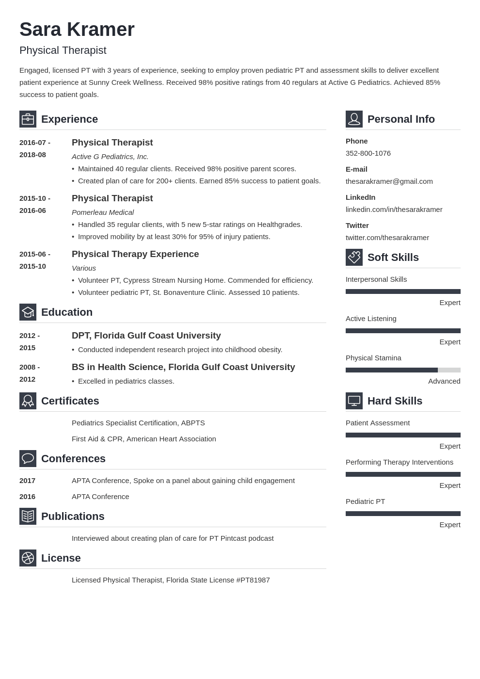 physical therapy resume example template vibes