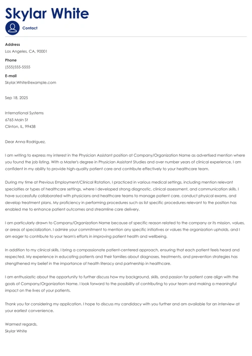 sample cover letter example
