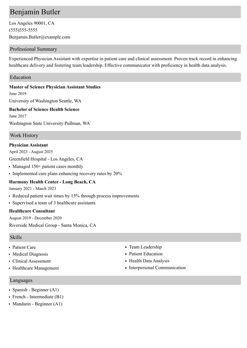 sample resume example
