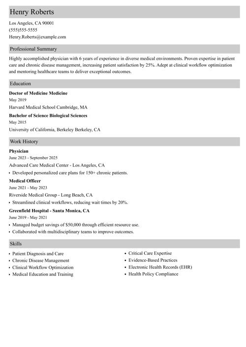 sample resume example