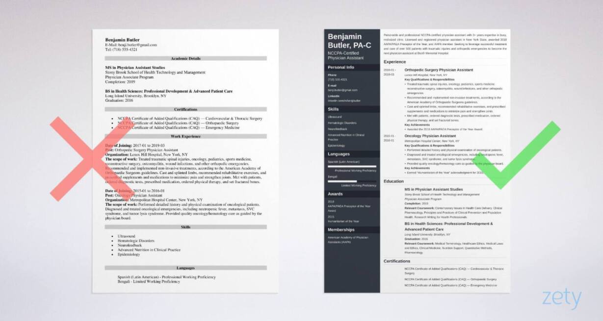 physician assistant resume templates