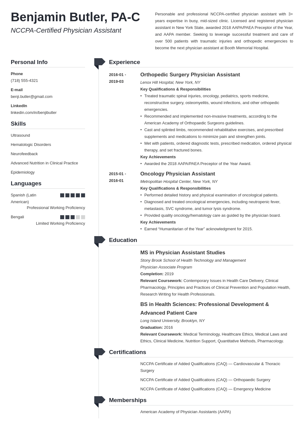 physician assistant resume example template muse