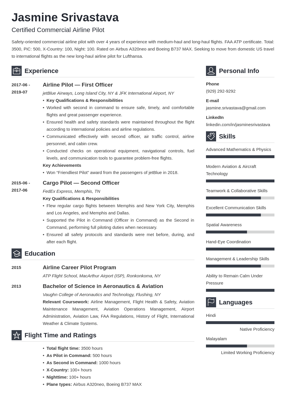 Aviation Resume Template from cdn-images.zety.com