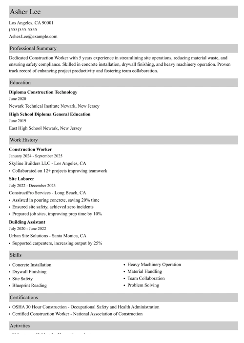 sample resume example