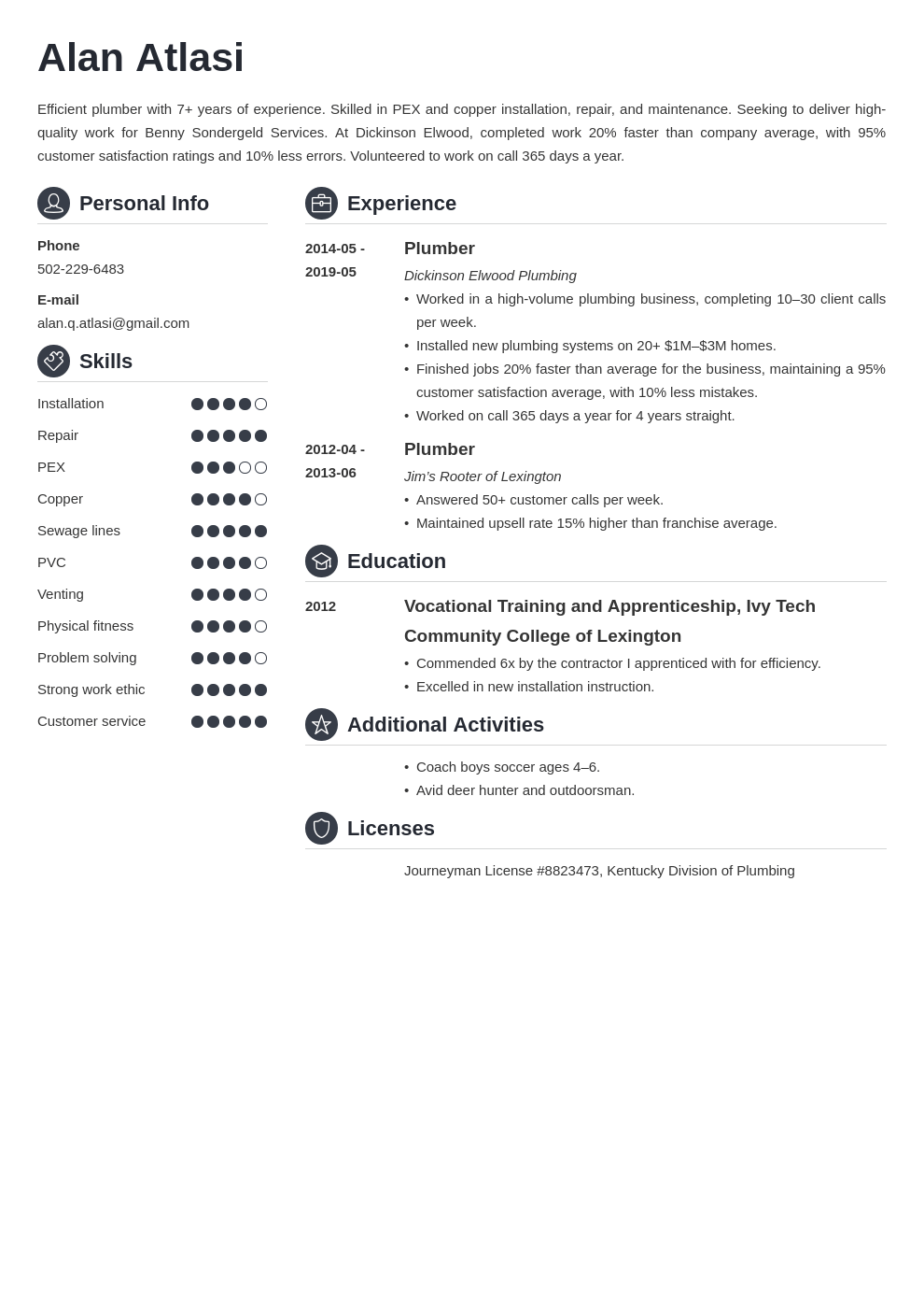 plumber resume example template crisp