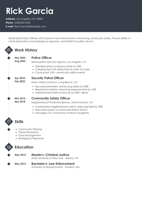 Police officer resume example