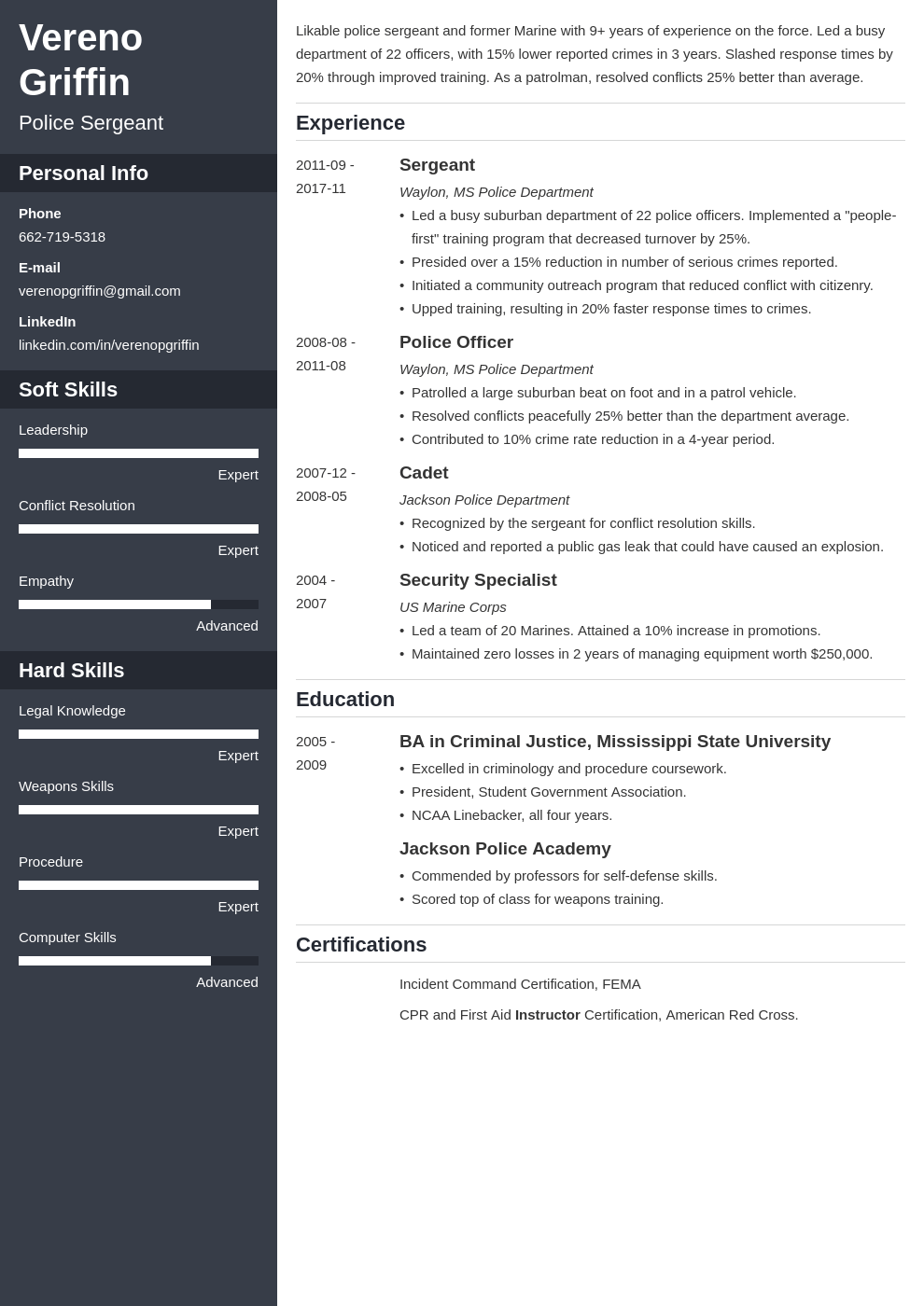 police officer resume example template cascade