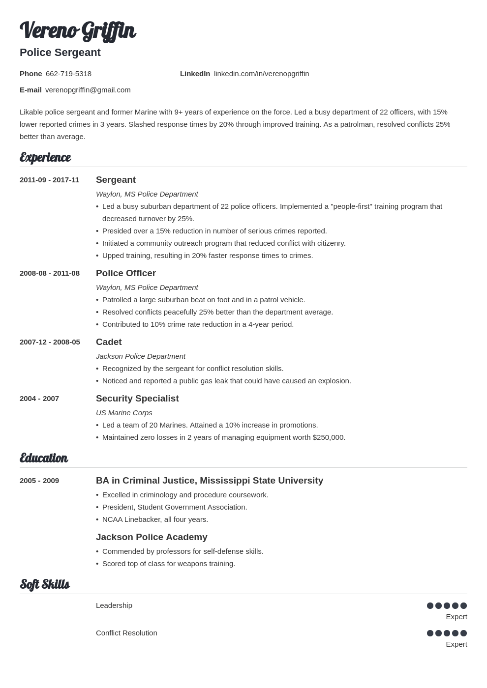 police officer resume example template valera