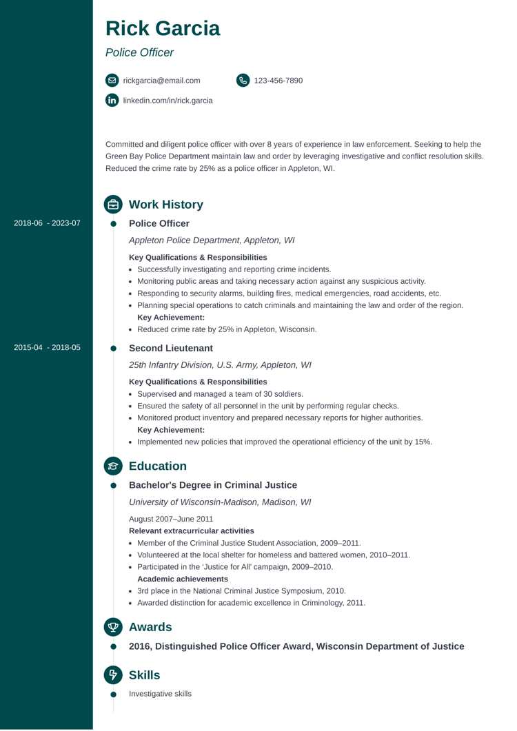 Concept Police Officer Resume Template