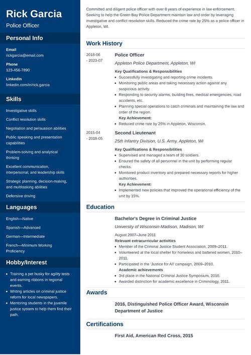 Police Officer Resume Example