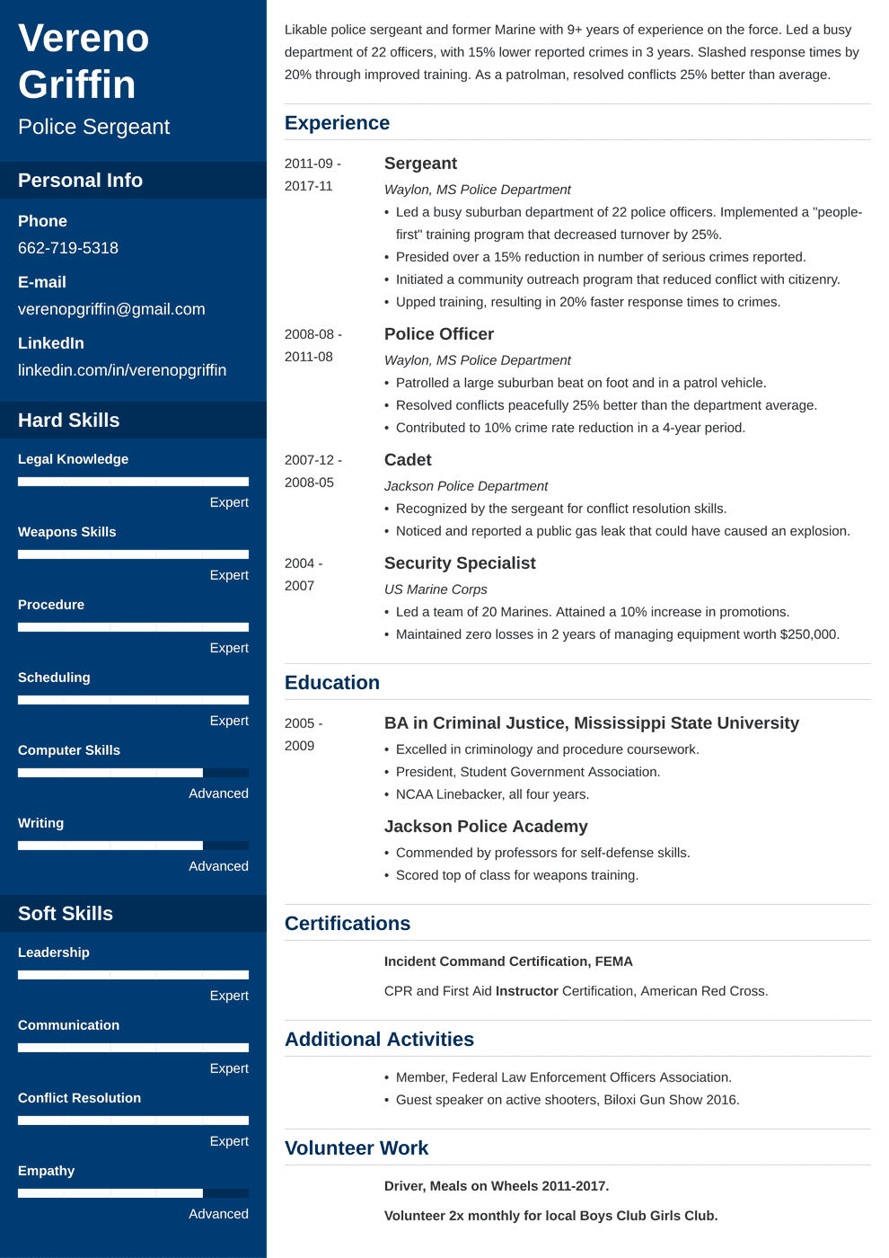 Police Officer Resume Examples Skills Template 2024   Police Officer Resume Template Cascade 