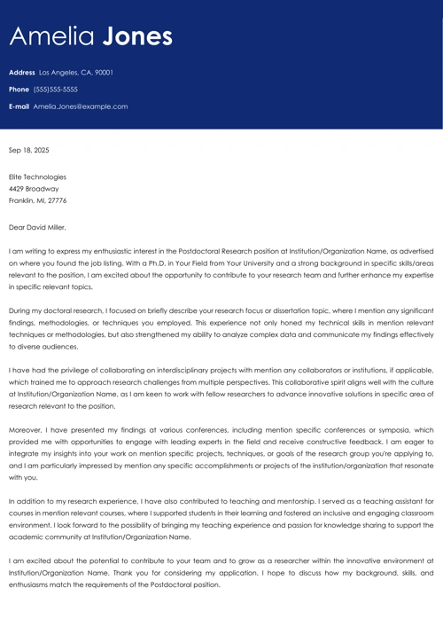 sample cover letter example