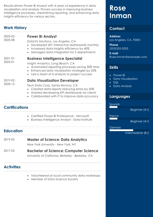 power bi resume example