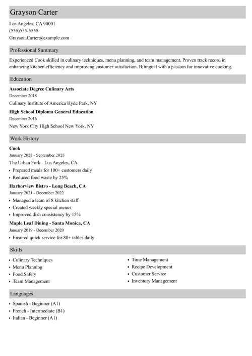 sample resume example