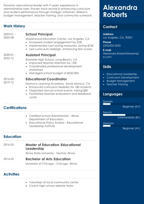 Principal Resume Template