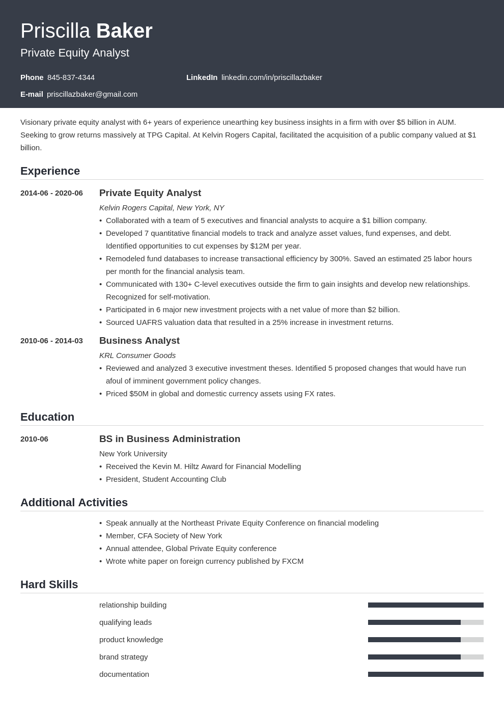 private-equity-resume-template