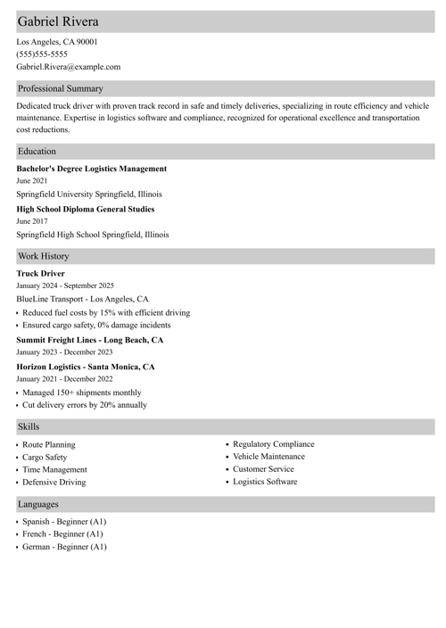 sample resume example