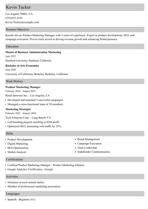 sample resume example