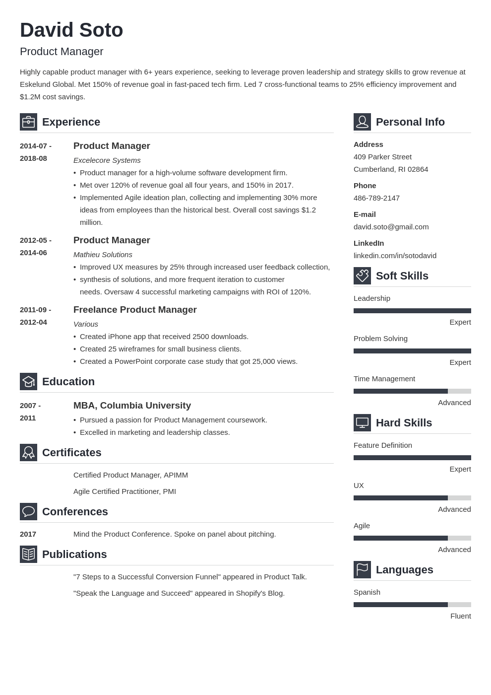 product manager resume example template vibes