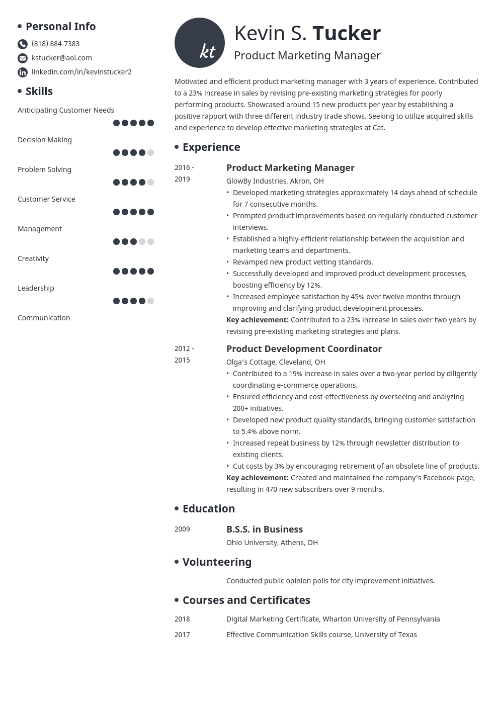 product manager resume