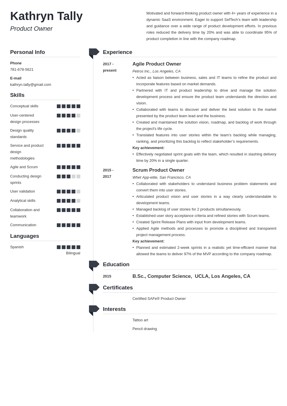 product owner resume example template muse