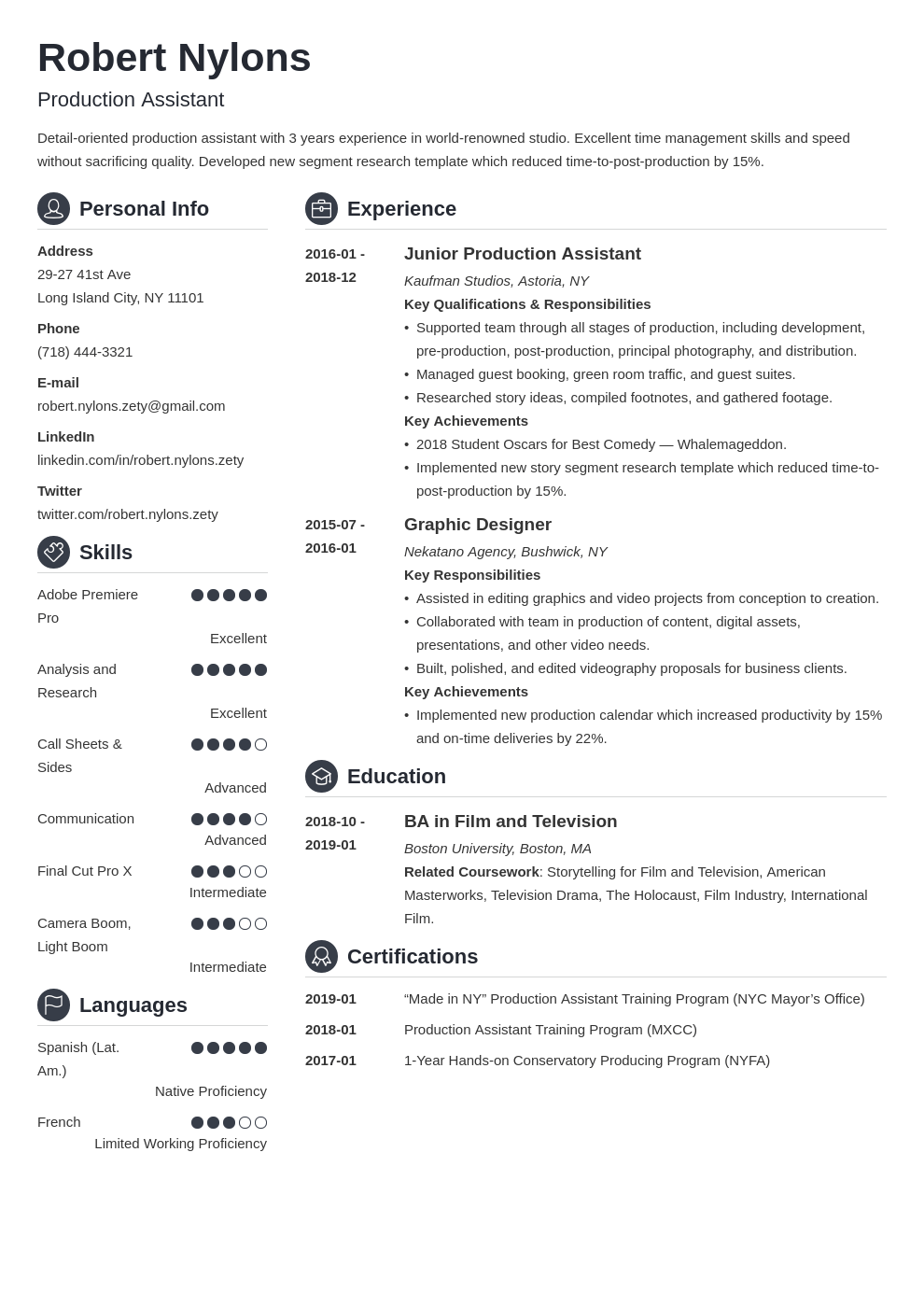 production assistant resume example template crisp